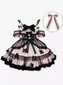 Robes Lolita Mignonne à volants robe chantante de princesse à bretelles