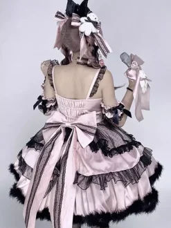 Robes Lolita Mignonne à volants robe chantante de princesse à bretelles