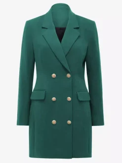 Robes Blazer Col Rabattu Boutons Manches Longues Femmes Mini Robes