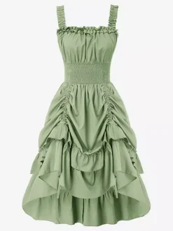 Robes corset gothiques pour femmes robe Renaissance victorienne robe médiévale à volants robes à bretelles sans manches robe à la taille