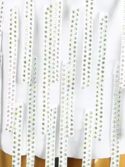 Robes de danse latine blanc femmes Lycra Spandex robe dos nu élégant paillettes frange danseuse latine vêtements de danse
