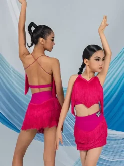 Robes de danse latine robe blanche pour femmes Sexy haut en Polyester jupe vêtements de danse