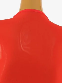 Robes De Danse Latine Rouge Robe Élégante En Lycra Spandex Femmes Manches Longues