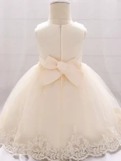 Robes de demoiselle d'honneur blanches robes d'occasion spéciale dentelle blanche sans manches col bijou robes de demoiselle d'honneur
