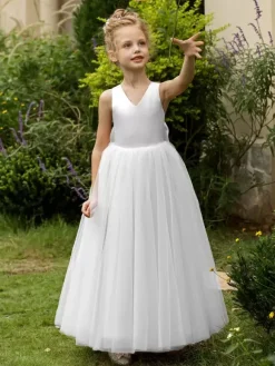 Robes de demoiselle d'honneur de mariage robes d'occasion spéciale rose blush n艙uds sans manches