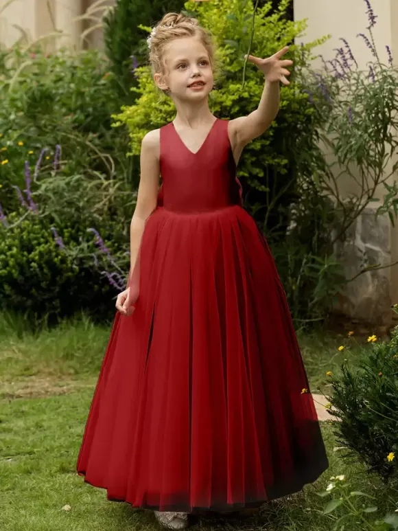 Robes de demoiselle d'honneur de mariage robes d'occasion spéciale rose blush n艙uds sans manches