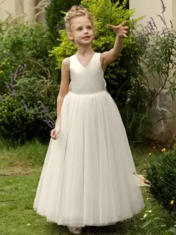 Robes de demoiselle d'honneur de mariage robes d'occasion spéciale rose blush n艙uds sans manches