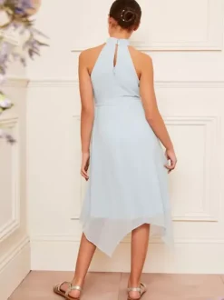 Robes de demoiselle d'honneur de mariage Robes pour occasions spéciales Bleu bébé Sans manches Paillettes