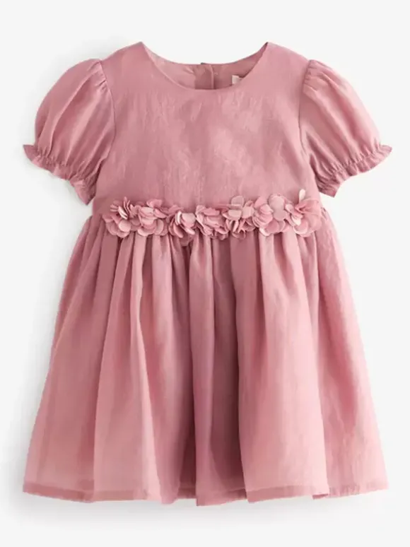 Robes de demoiselle d'honneur de mariage Robes d'occasion spéciale Fleurs à manches courtes rose pâle