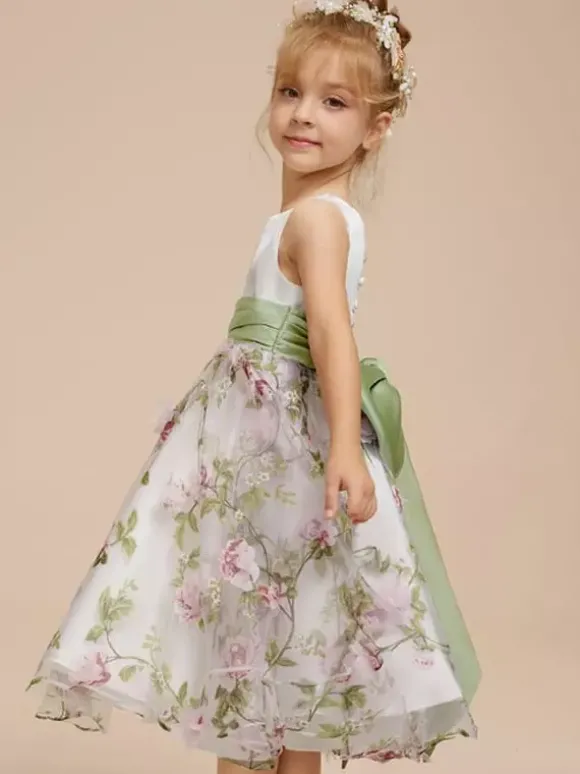 Robes de demoiselle d'honneur blanches en tissu satiné blanc sans manches à col bijou