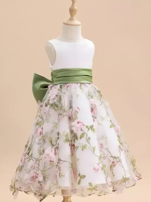 Robes de demoiselle d'honneur blanches en tissu satiné blanc sans manches à col bijou