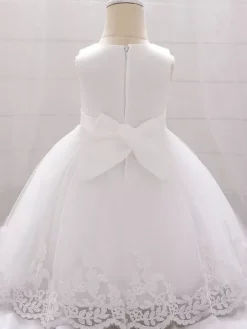 Robes de demoiselle d'honneur blanches robes d'occasion spéciale dentelle Champagne sans manches col bijou robes de demoiselle d'honneur