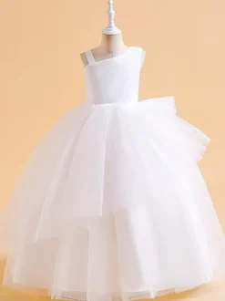 Robes de demoiselle d'honneur vertes de Noël en tulle sans manches avec décolleté conçu