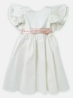 Robes de demoiselle d'honneur blanches en polyester ivoire à manches courtes et col bijou