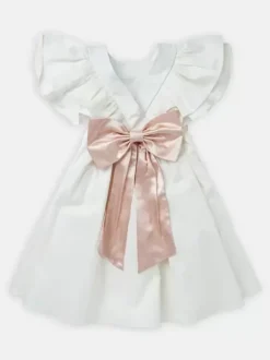 Robes de demoiselle d'honneur blanches en polyester ivoire à manches courtes et col bijou