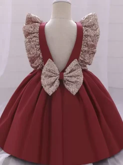Robes de demoiselle d'honneur blanches robes d'occasion spéciale en polyester rose manches courtes col bijou robes de demoiselle d'honneur