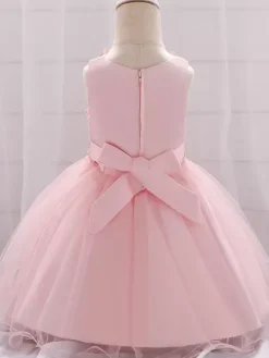 Robes de demoiselle d'honneur blanches robes d'occasion spéciale dentelle rose camée sans manches col bijou robes de demoiselle d'honneur