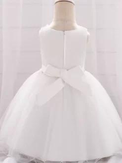 Robes de demoiselle d'honneur blanches robes d'occasion spéciale dentelle rose camée sans manches col bijou robes de demoiselle d'honneur