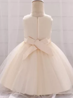 Robes de demoiselle d'honneur blanches robes d'occasion spéciale dentelle rose camée sans manches col bijou robes de demoiselle d'honneur