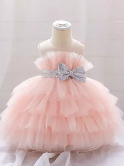 Robes de demoiselle d'honneur blanches en Tulle rose camée sans manches col bijou robes de demoiselle d'honneur