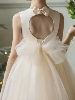 Robes de demoiselle d'honneur de mariage Robes d'occasion spéciale Champagne Arcs sans manches