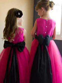 Robes de demoiselle d'honneur de mariage Robes pour occasions spéciales Pêche Sans manches N艙uds