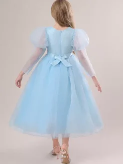 Robes de demoiselle d'honneur blanches robes d'occasion spéciale dentelle jaune manches longues col bijou robes de demoiselle d'honneur