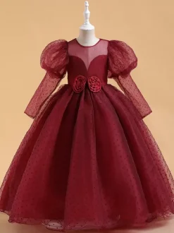 Robes de demoiselle d'honneur blanches robes d'occasion spéciale dentelle jaune manches longues col bijou robes de demoiselle d'honneur