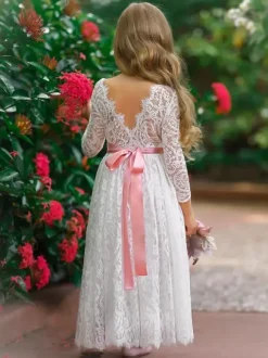Robes de demoiselle d'honneur de mariage robes pour occasions spéciales roses manches longues n艙uds