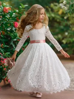 Robes de demoiselle d'honneur de mariage robes pour occasions spéciales roses manches longues n艙uds