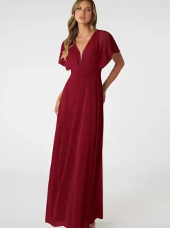 Robes de demoiselle d'honneur A-Line longueur au sol dos nu en mousseline de soie robe de bal