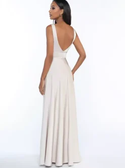 Robes de demoiselle d'honneur sans manches dos nu ligne a longueur au sol robes formelles