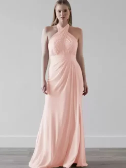 Robes de demoiselle d'honneur en mousseline de soie sirène longueur au sol robe de soirée de mariage