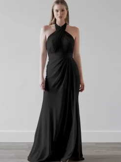 Robes de demoiselle d'honneur en mousseline de soie sirène longueur au sol robe de soirée de mariage