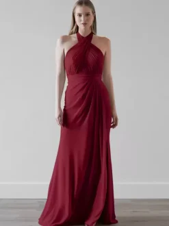 Robes de demoiselle d'honneur en mousseline de soie sirène longueur au sol robe de soirée de mariage