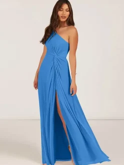 Robes de demoiselle d'honneur robe de bal longueur au sol fermeture éclair en mousseline de soie robe de soirée de mariage