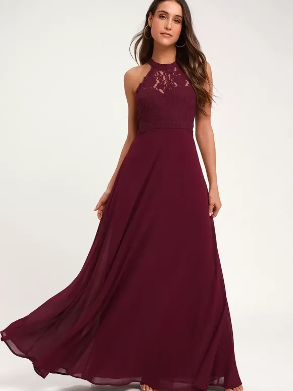 Robes de demoiselle d'honneur dos nu dos nu illusion A-line robes de soirée de mariage maxi