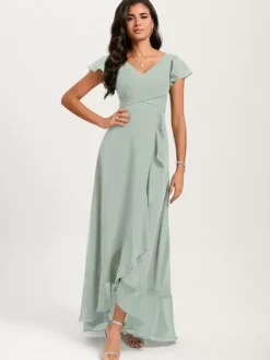 Robes de demoiselle d'honneur robe de bal longueur au sol fermeture éclair en mousseline de soie robe de soirée de mariage