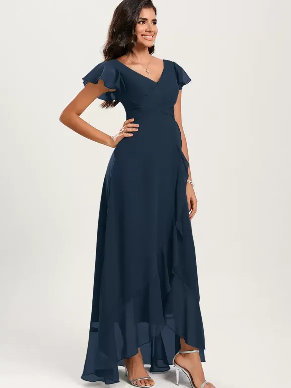 Robes de demoiselle d'honneur robe de bal longueur au sol fermeture éclair en mousseline de soie robe de soirée de mariage