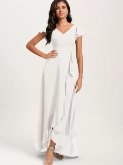 Robes de demoiselle d'honneur robe de bal longueur au sol fermeture éclair en mousseline de soie robe de soirée de mariage