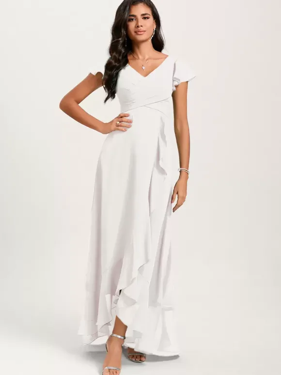 Robes de demoiselle d'honneur robe de bal longueur au sol fermeture éclair en mousseline de soie robe de soirée de mariage