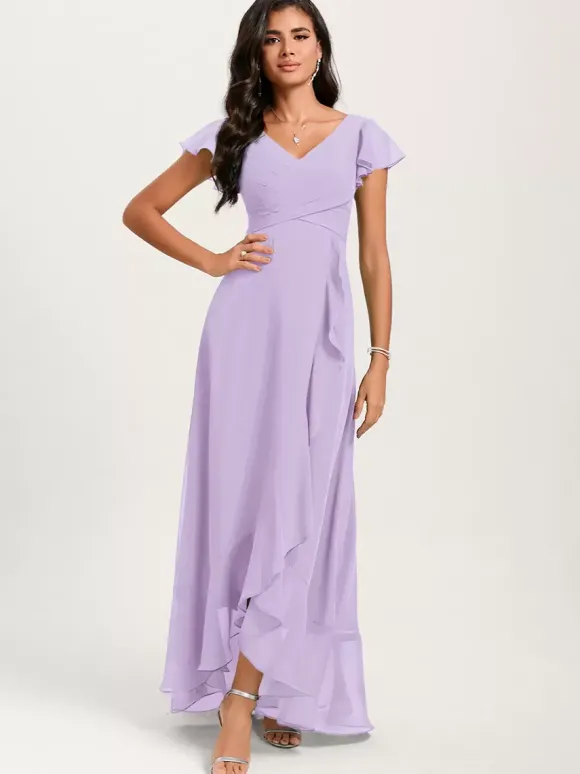 Robes de demoiselle d'honneur robe de bal longueur au sol fermeture éclair en mousseline de soie robe de soirée de mariage