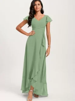 Robes de demoiselle d'honneur robe de bal longueur au sol fermeture éclair en mousseline de soie robe de soirée de mariage