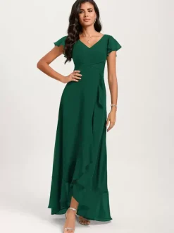 Robes de demoiselle d'honneur robe de bal longueur au sol fermeture éclair en mousseline de soie robe de soirée de mariage