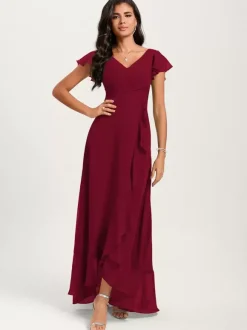 Robes de demoiselle d'honneur robe de bal longueur au sol fermeture éclair en mousseline de soie robe de soirée de mariage