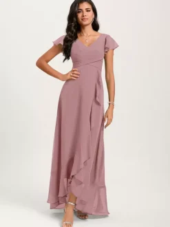 Robes de demoiselle d'honneur robe de bal longueur au sol fermeture éclair en mousseline de soie robe de soirée de mariage