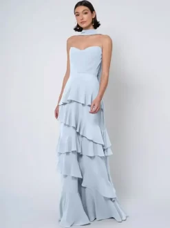 Robes de demoiselle d'honneur robe de bal longueur au sol dos nu en mousseline de soie robe de soirée de mariage