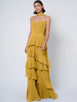 Robes de demoiselle d'honneur robe de bal longueur au sol dos nu en mousseline de soie robe de soirée de mariage