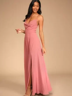 Robes de demoiselle d'honneur en mousseline de soie ligne a bretelles Spaghetti fente haute robe de soirée de mariage
