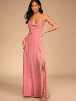 Robes de demoiselle d'honneur en mousseline de soie ligne a bretelles Spaghetti fente haute robe de soirée de mariage